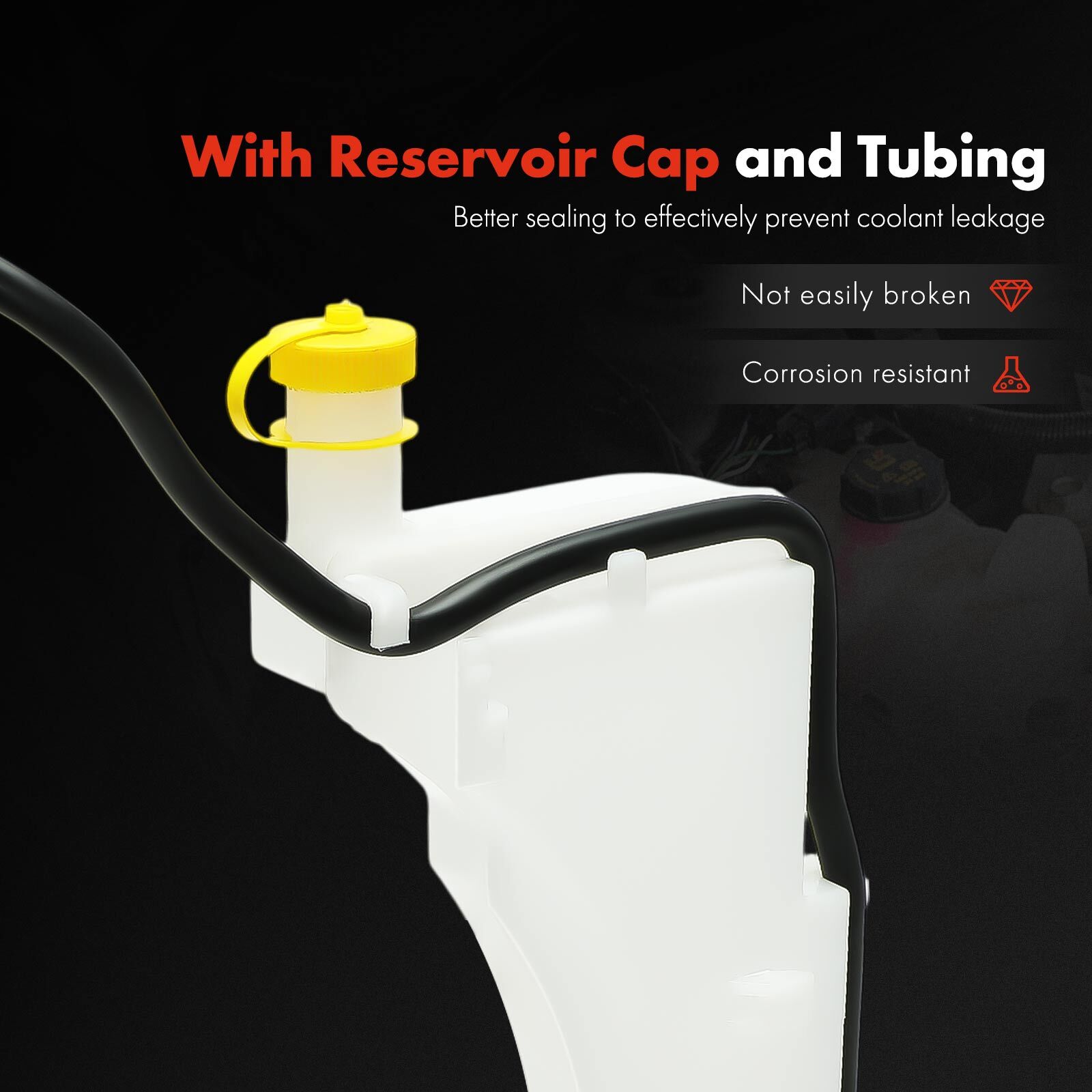 Front Engine Coolant Reservoir with Cap & Hose for Nissan Juke 2011-2017 L4 1.6L