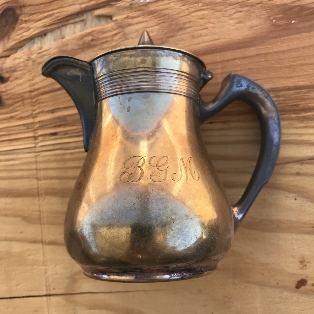 Reed & Barton Silverplate?? Two Tone Pitcher Monogram "BGM" 6"