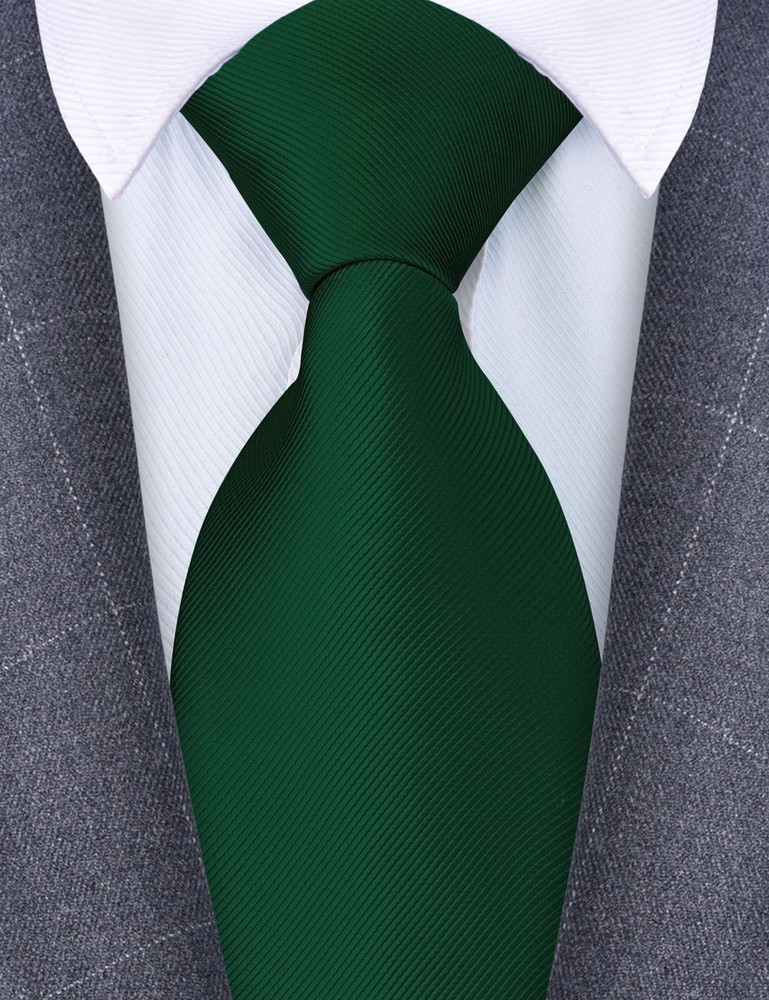 Branduce Dark Green Ties for Men Solid Plain Color Silk general,