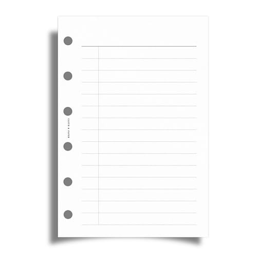 Task Planner Inserts – Size 3.2 x 4.7 Inches | 6-Ring To-Do List white Pocket