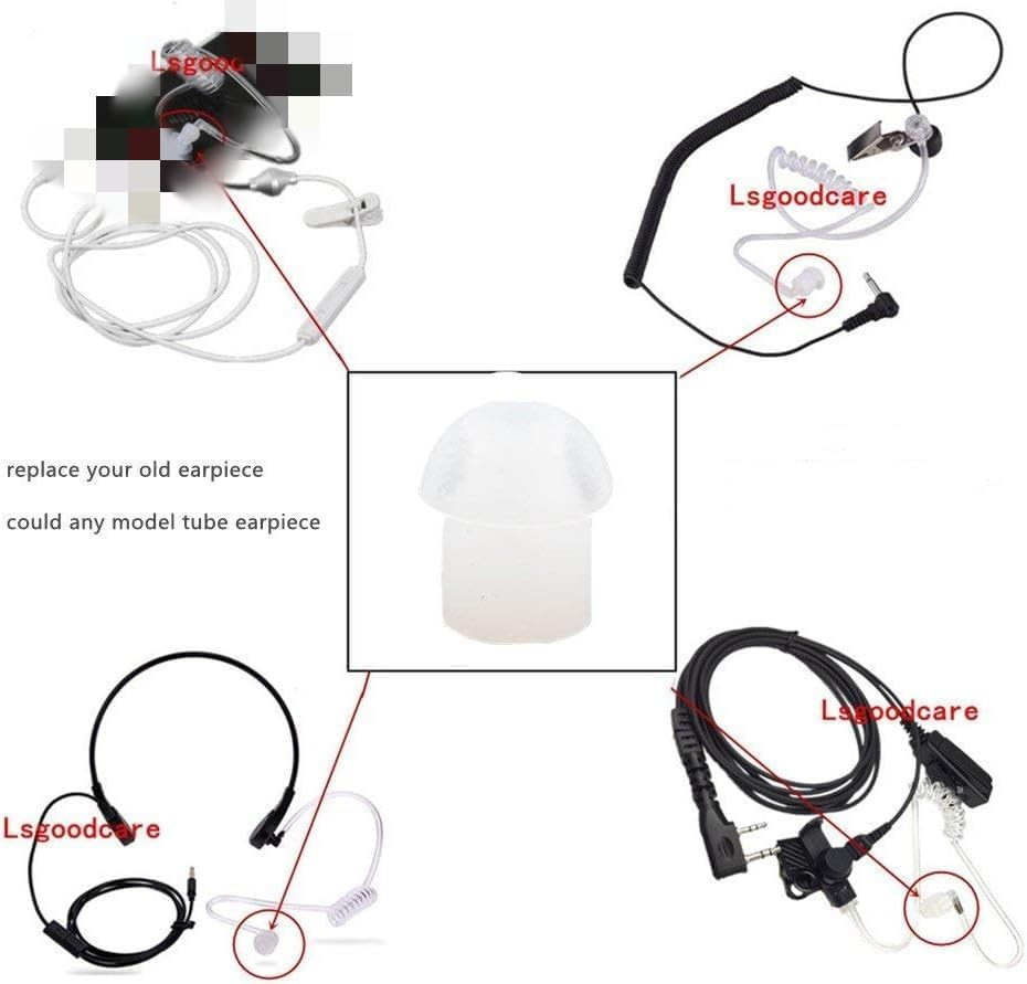 Lsgoodcare 50Pack White Silicone Rubber Replacement Mushroom Eartips Earbud Comp
