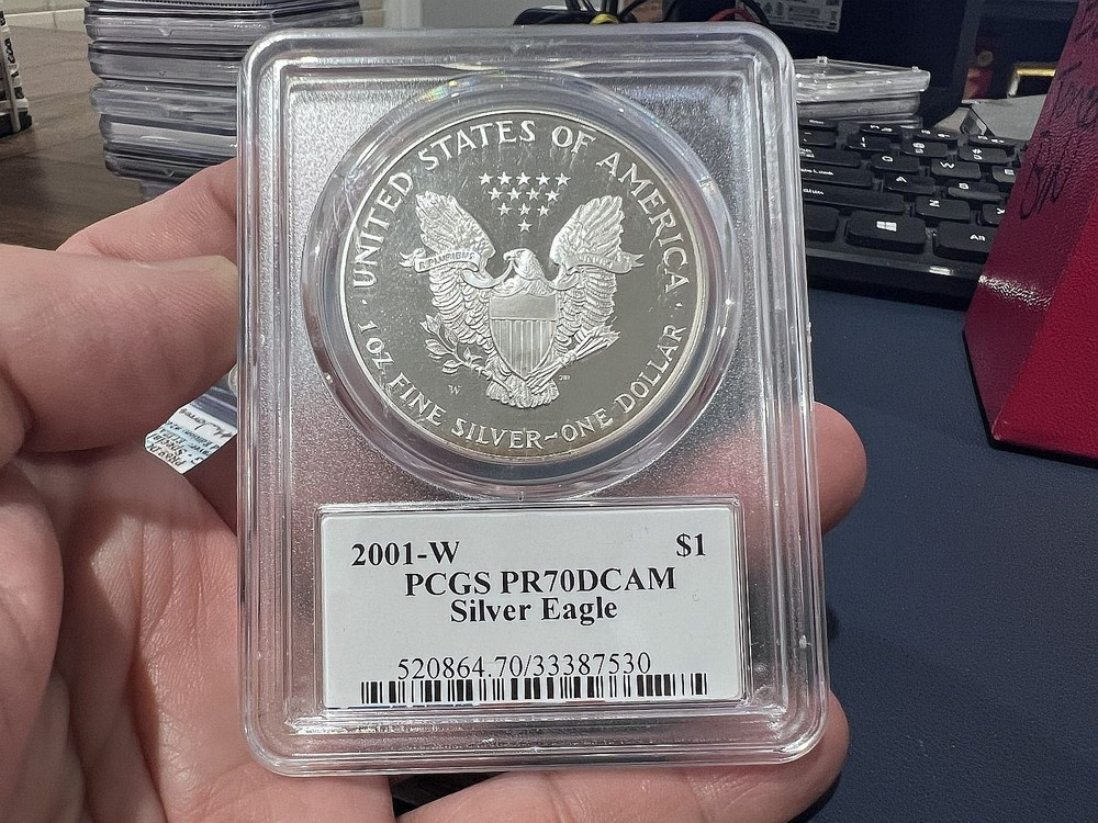 2001-W $1 Silver Eagle PCGS PR70DCAM Signed Edmond C. Moy (IJ)