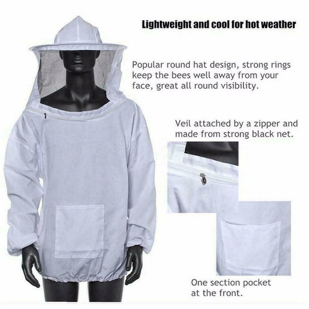Beekeeping Jacket Veil Bee Keeping Suit Hat Pull Over Smock Protective Equipment