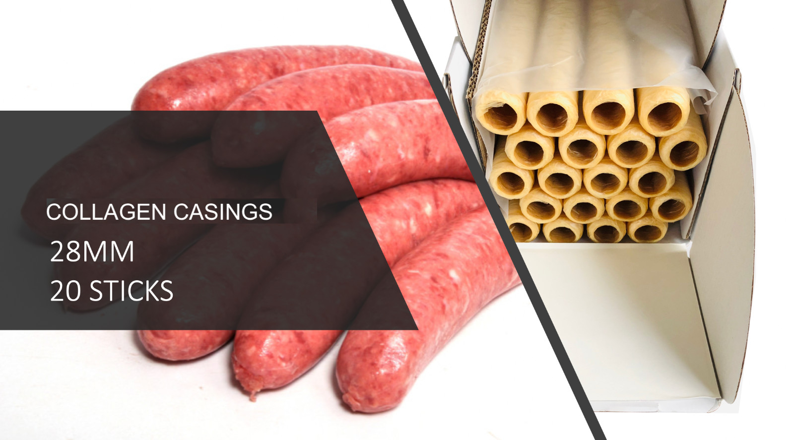 Collagen Casings Dry 28mm / 50ft for stuffing 324 Lb 1800 sausages 20 sticks