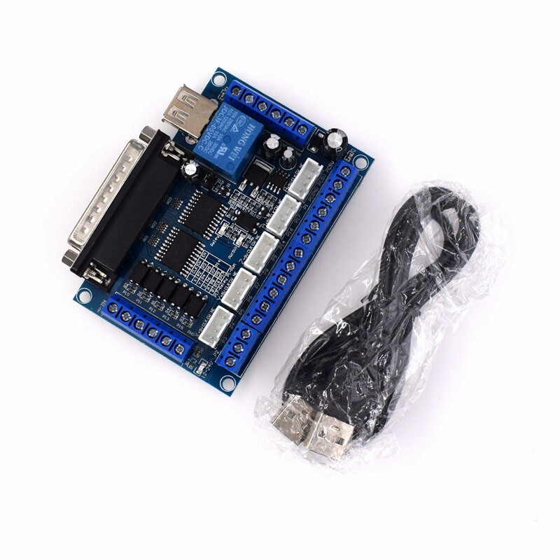5 Axis CNC Interface Adapter Breakout Board For Stepper Motor Driver Mach3 W/USB