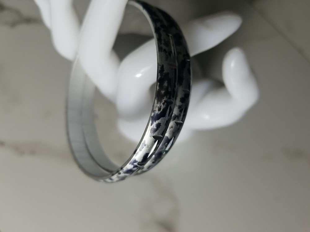 Two BLACK GRAY & WHITE Bangle Bracelets