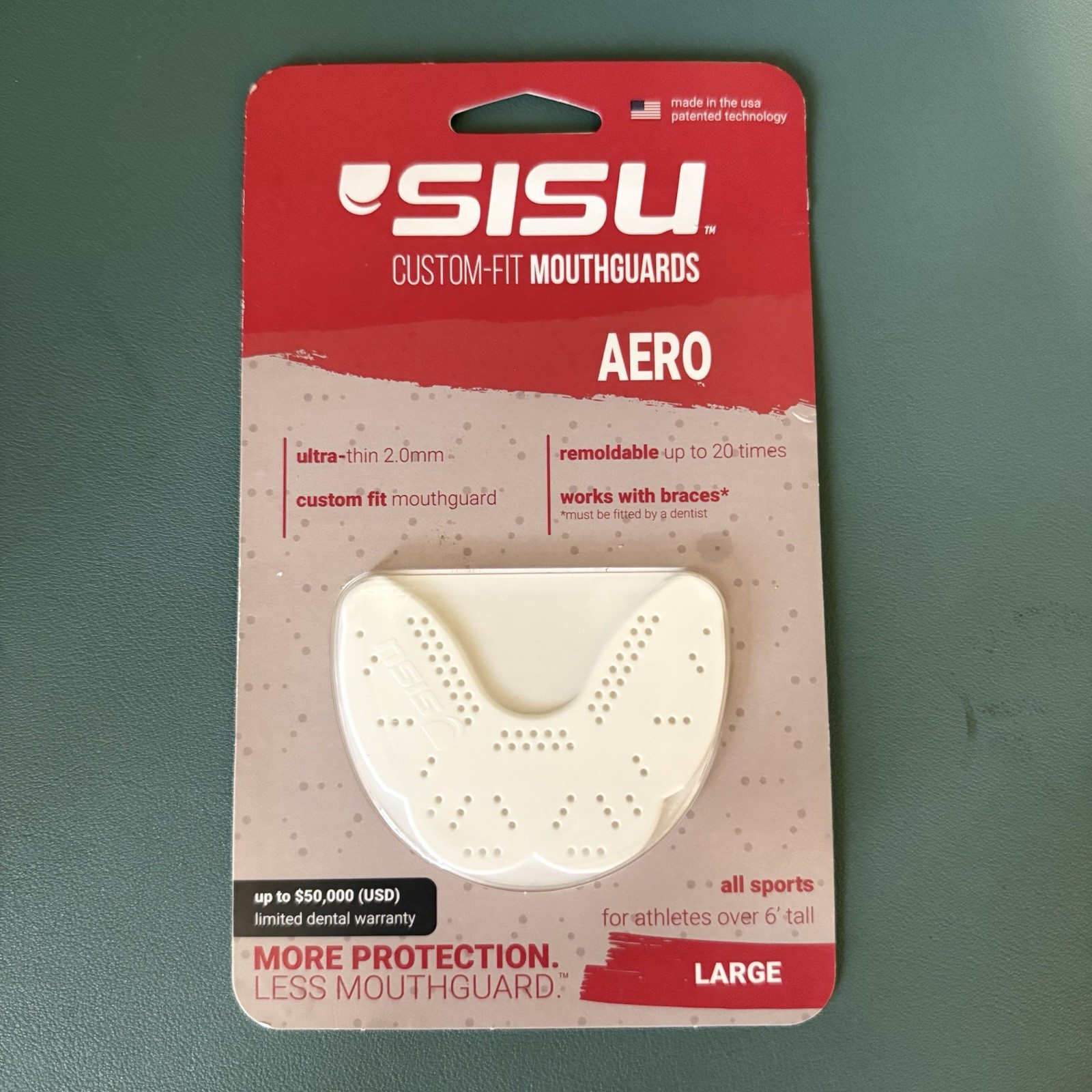 SISU Aero Mouthguard Large Snow White Ultra-Thin Custom Fit Sports Protection