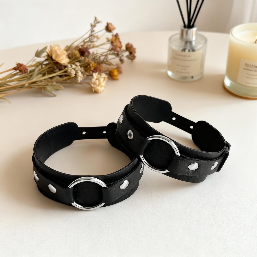 2pcs Leather Arm Bands for Men, Punk Bracelets Adjustable Upper Arm Strap wit...