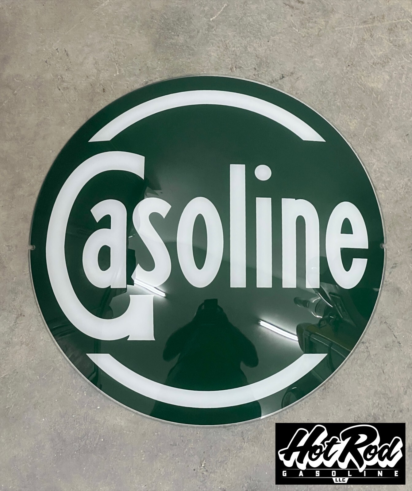 GREEN GASOLINE Reproduction 13.5" Gas Pump Globe Face / Lens