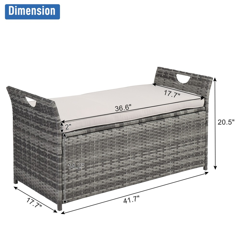 SHIP FROM USA,Gray Gradient Footstool Locker Rattan Locker