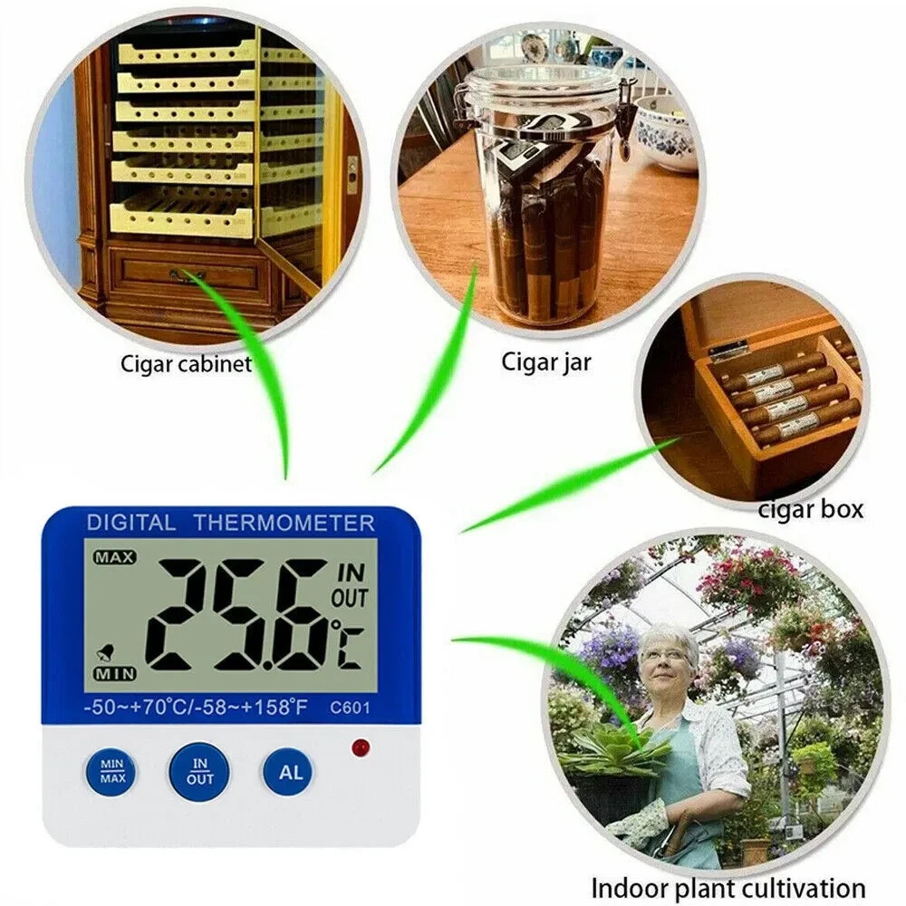 Digital Fridge Freezer Thermometer With Temperature Warning Alarm Max Min ℃/℉