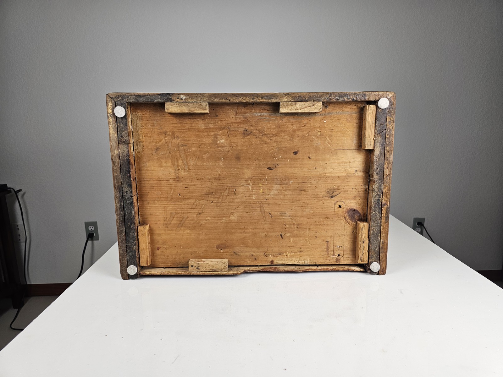 Vintage Wooden Spool Cabinet Craft Sewing Box Organizer Drawers Rustic Storage