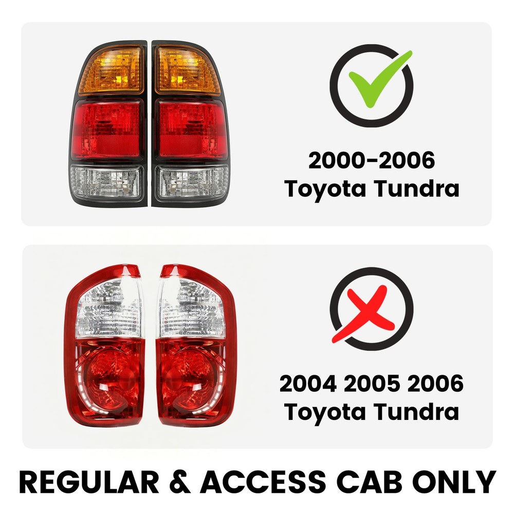 Halogen Tail Light Compatible with 2000-2006 Toyota Tundra Regular/Access Cab...