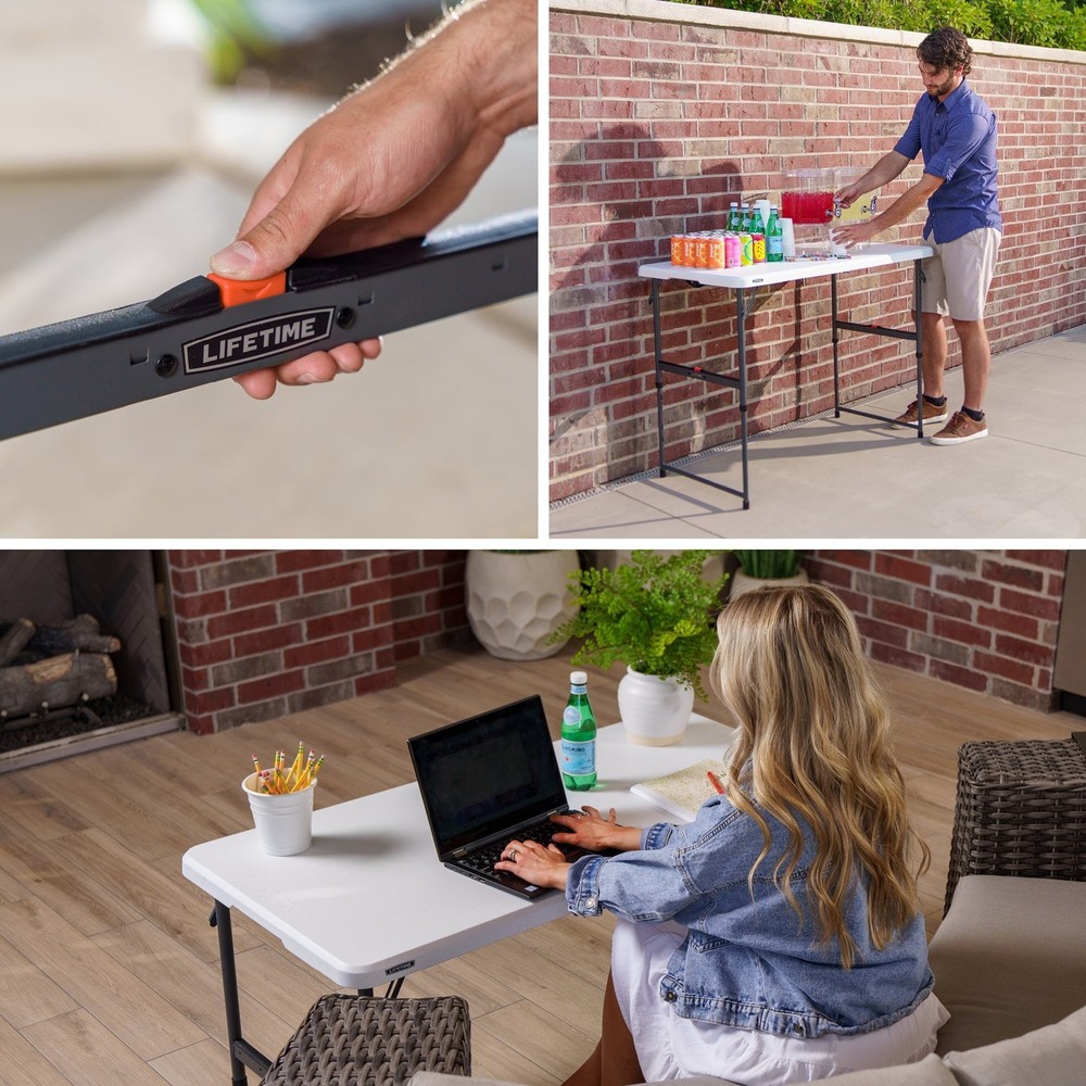 4-Foot Fold-in-Half Adjustable Table Residential