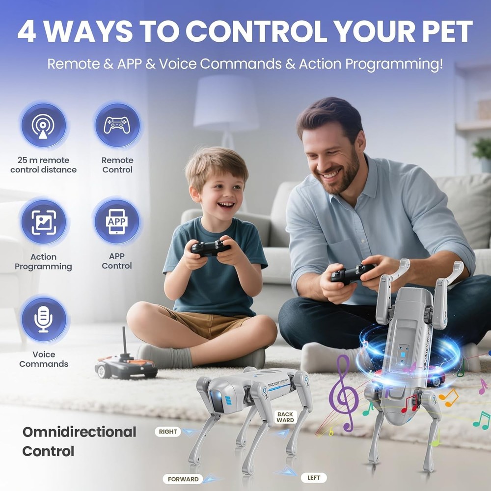 Smart Robot Dog Toy, Interactive STEM Robot Pet, Voice & Remote Control, App Pro