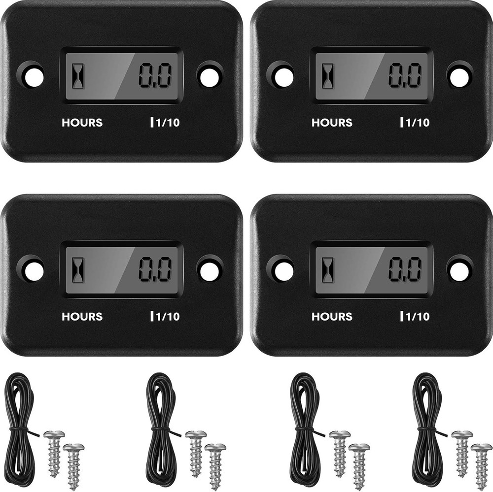 4 Pieces Hour Meters for Small Engines Inductive Digital Engine Meter Automatica