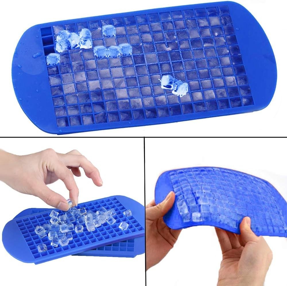 Effortless Ice Release Silicone Cube Trays: 160 Mini Cubes for Refreshing Drinks