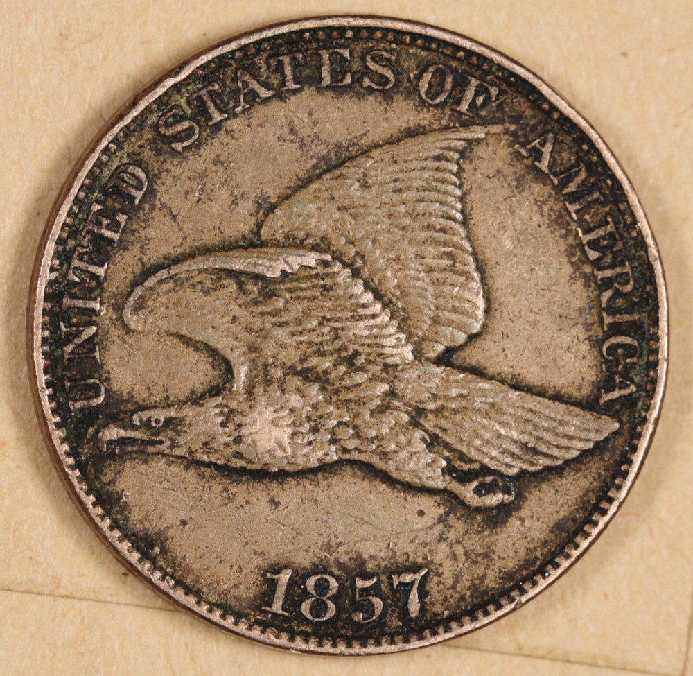 1857 Flying Eagle Cent.  Natural Uncleaned.  XF.  190199