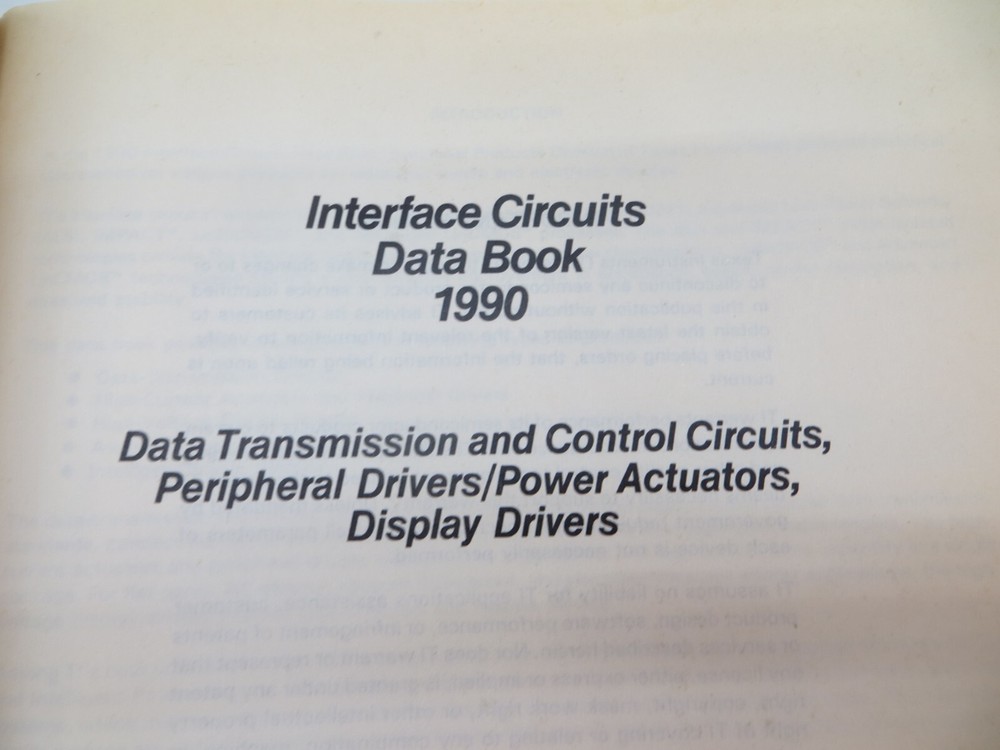 Texas Instruments Interface Circuits 1990 Data Book vintage tech book