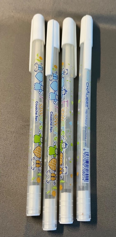 0.8mm Flowers Couache Pens, 4 Counts -- White