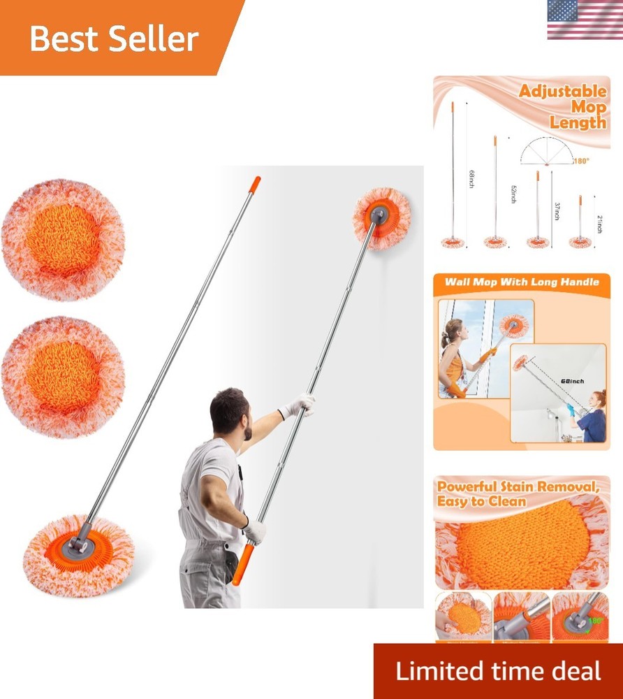 Professional-Grade 68-Inch Wall Mop with Microfiber Head for Maximum Cleanliness