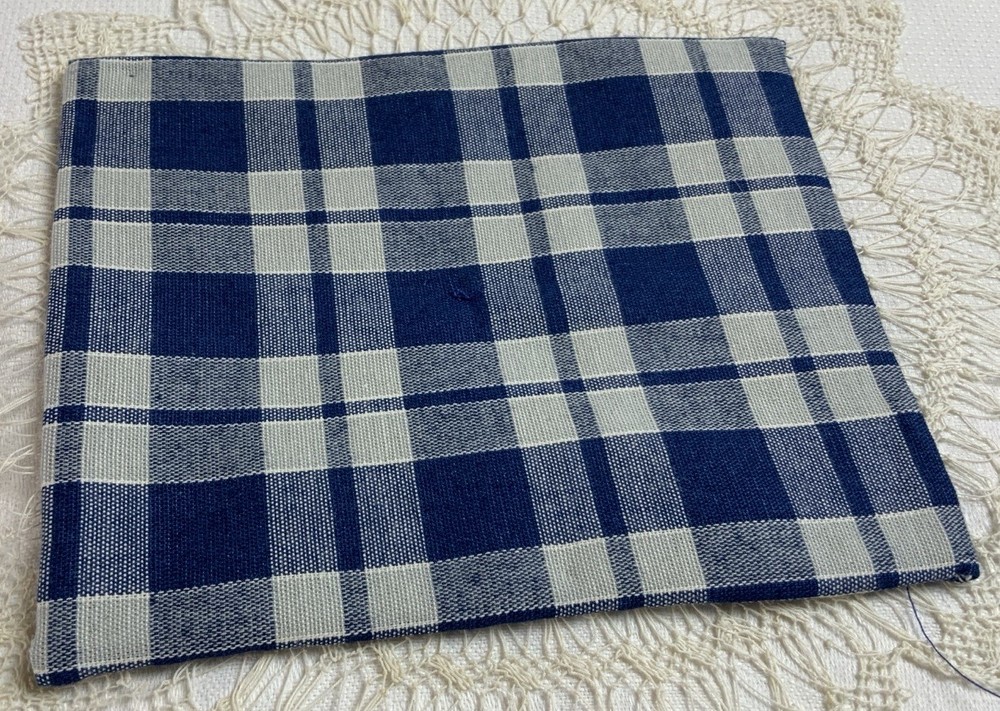 Antique Patchwork Quilt Table Topper, Early Calicos, Triangles, Small, Red, Navy