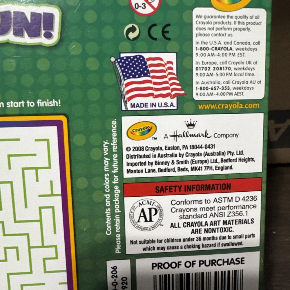 Hallmark 2008 Crayola 120 Ct Crayon Pack Surprise Inside open box