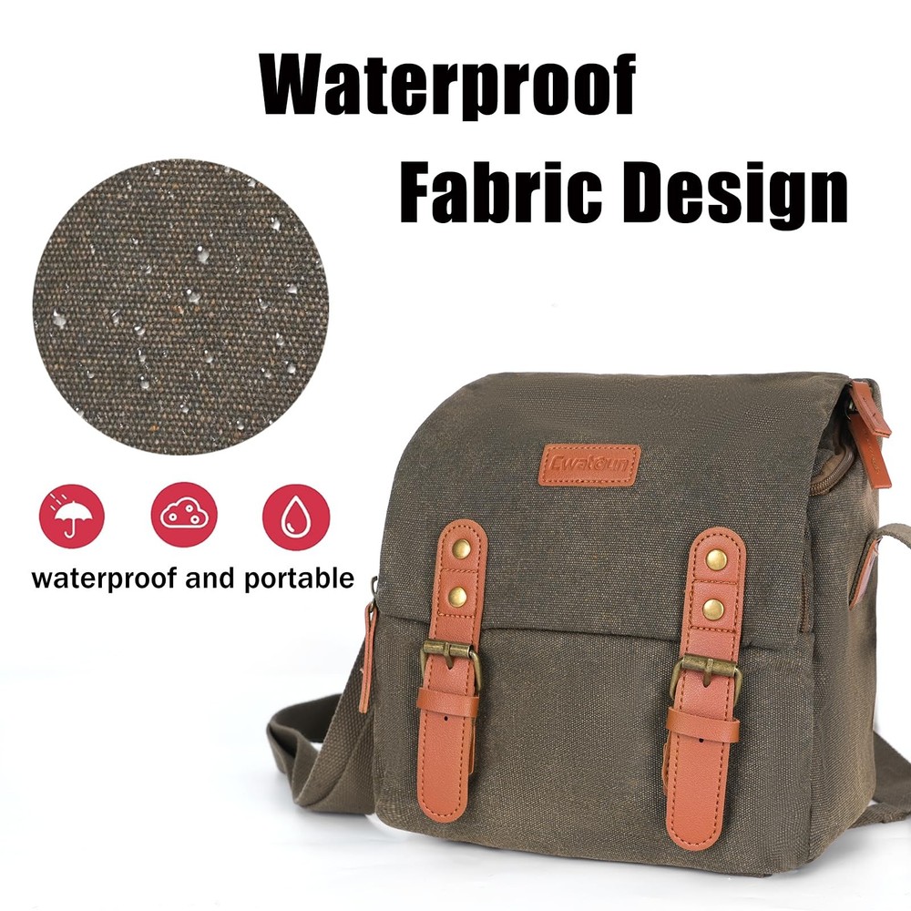 Small Camera Bag Compact Canvas Camera Messenger Bag, Digital Camera Shoulder...