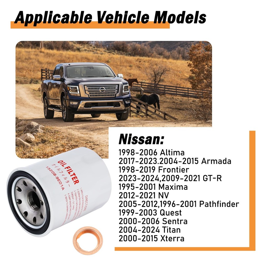 3 Pack Engine Oil Filter 15208-9E01A with Drain Plug Washer 3