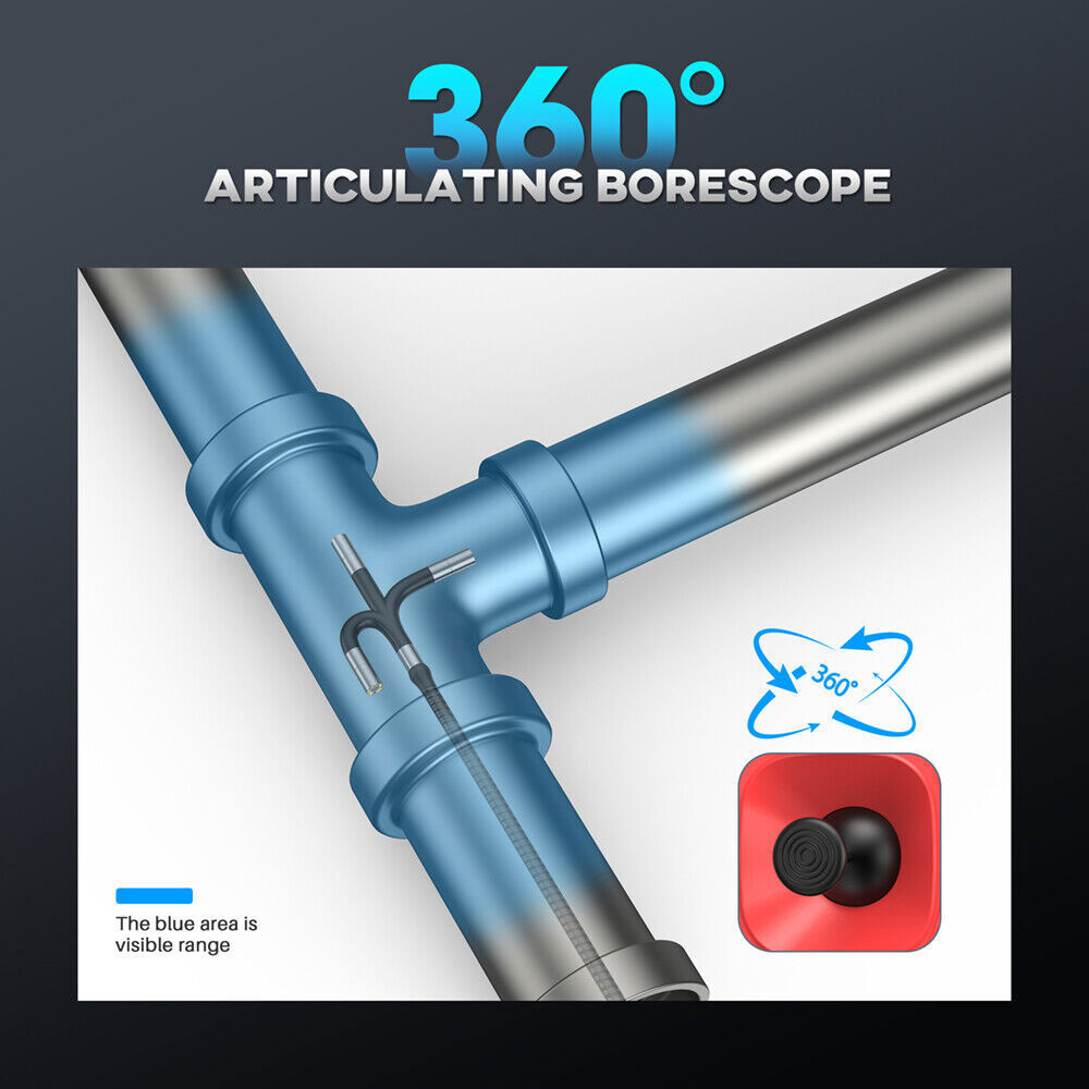 Articulating Borescope Endoscope Inspection Camera w/ Two-Way Articulation Head