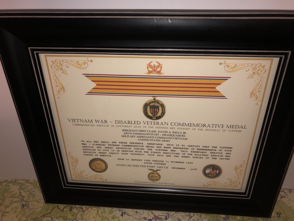 VIETNAM WAR ~ DISABLED VETERAN COMMEMORATIVE MEDAL CERTIFICATE ~Type 1