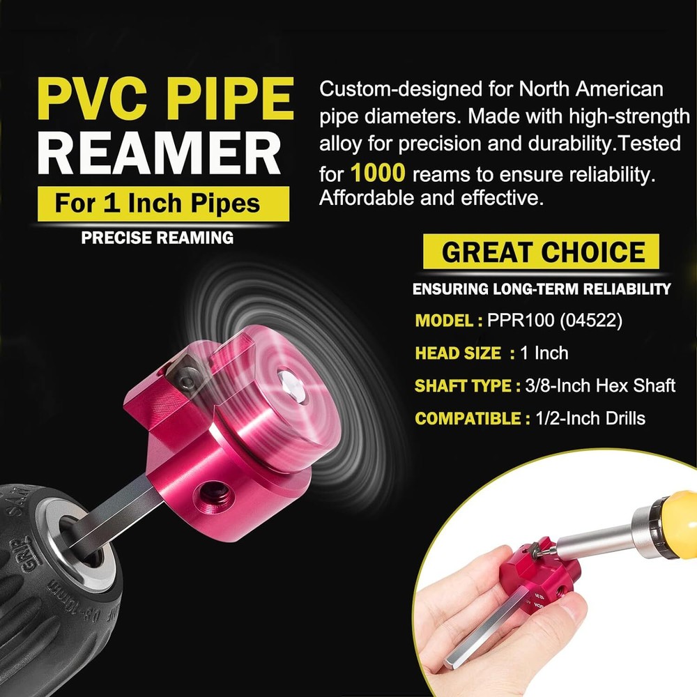 04522 PPR100 1 inch Clean Ream Extreme Plastic Pipe Fitting Reamer