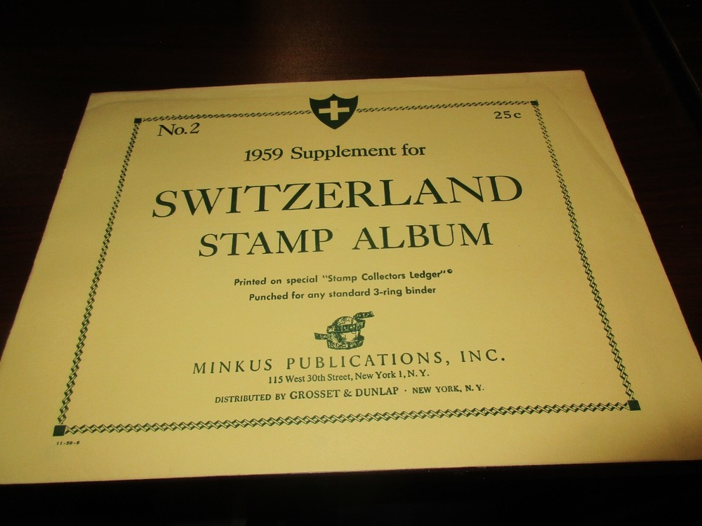 "MINKUS" 1959  SUPPLEMENT SWITZERLAND STAMP ALBUM #2   W/FREE SHP.