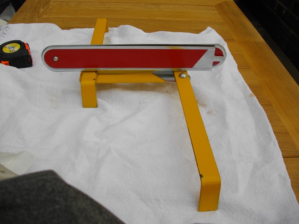 Fold-Out WARNING TRIANGLE Hazard Sign Sturdy Solid Metal Wind Resist USA Made