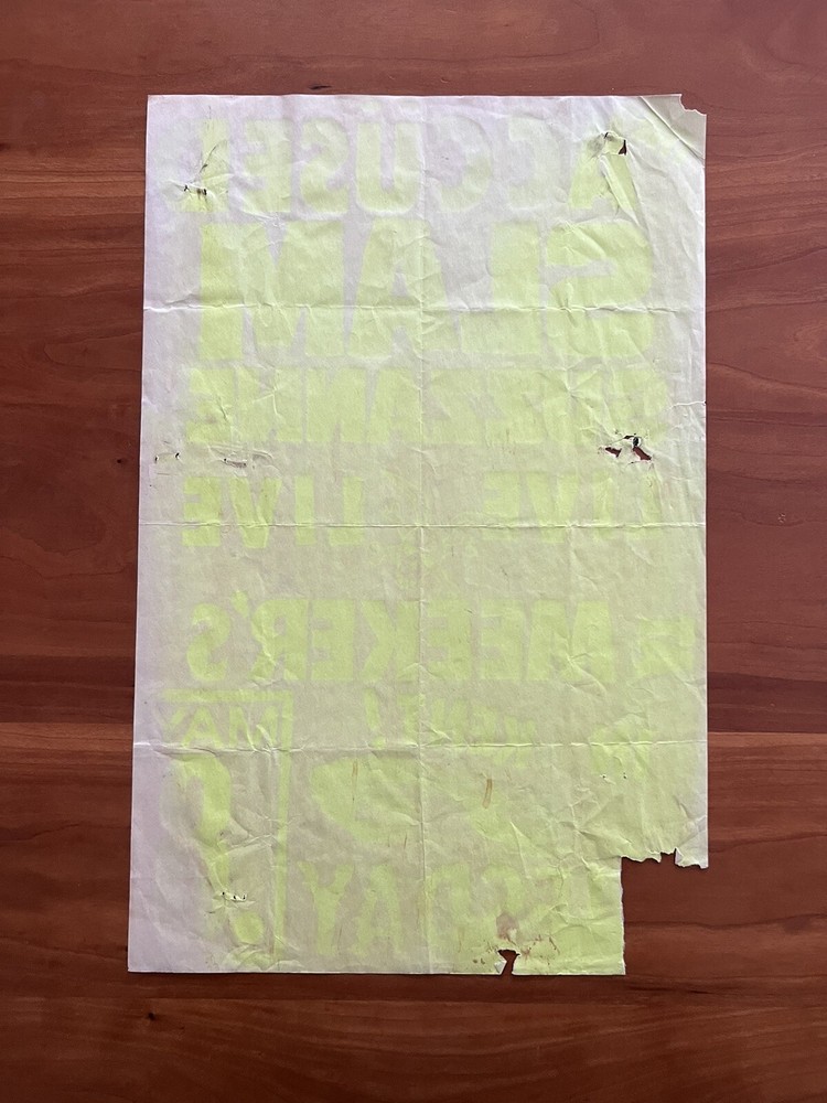 Original 1990 Accused Slam Suzzanne Concert Poster 11” X 17” Thrash Hardcore PSC