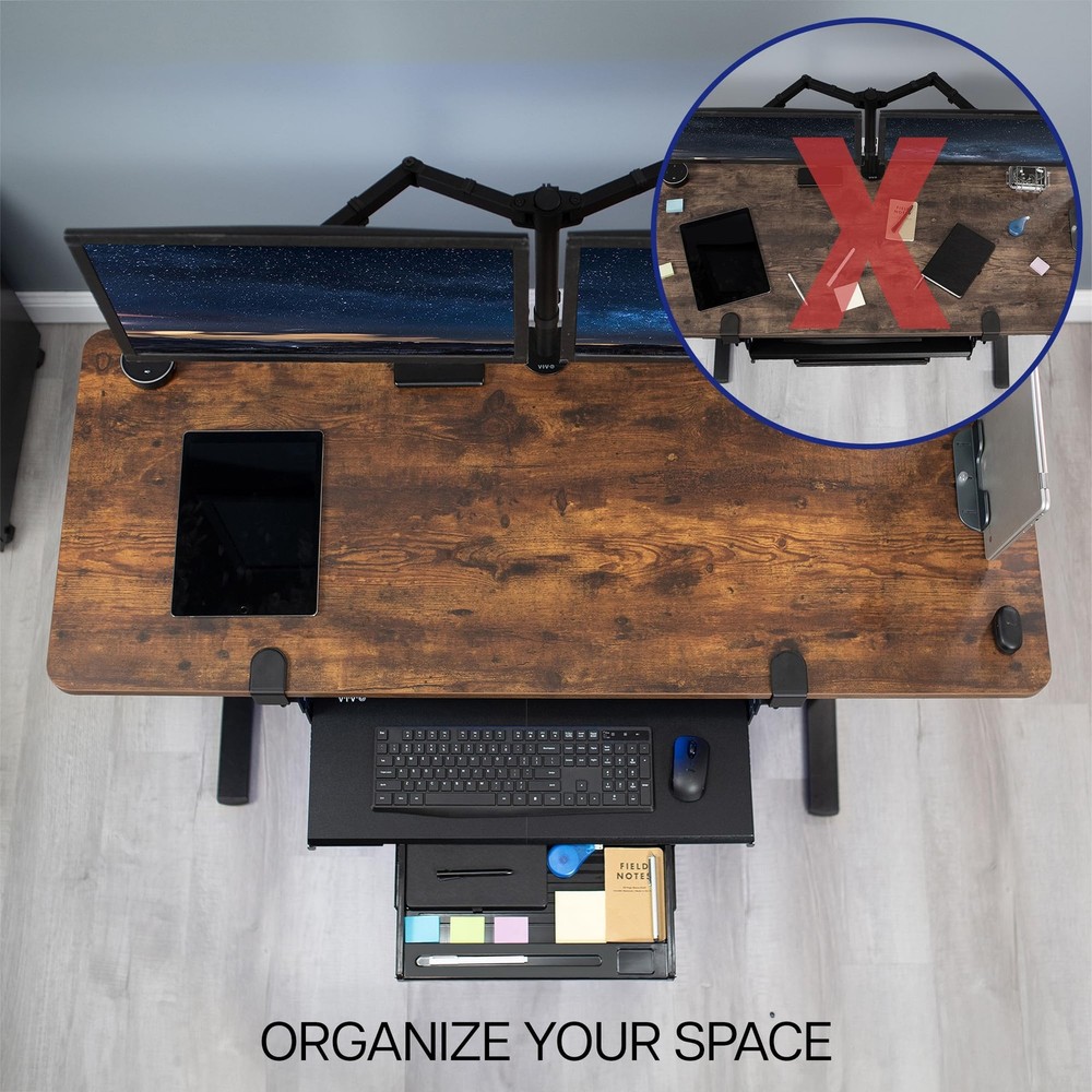 Large Keyboard Tray Under Desk Pull Out Platform with Pencil Drawer, Extra St...