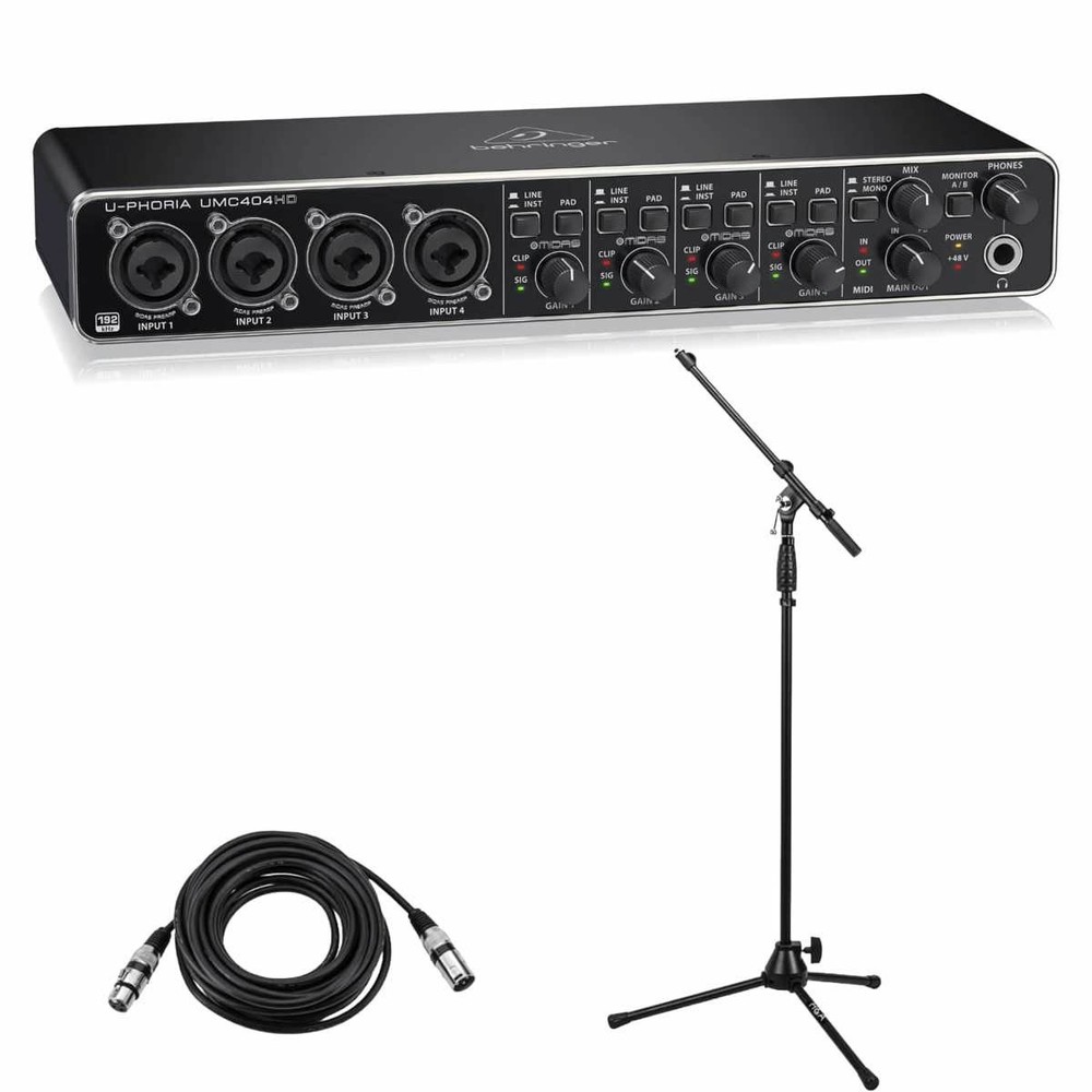 Behringer U-PHORIA UMC404HD USB 2.0 Audio Interface - Bundle With XLR Profession
