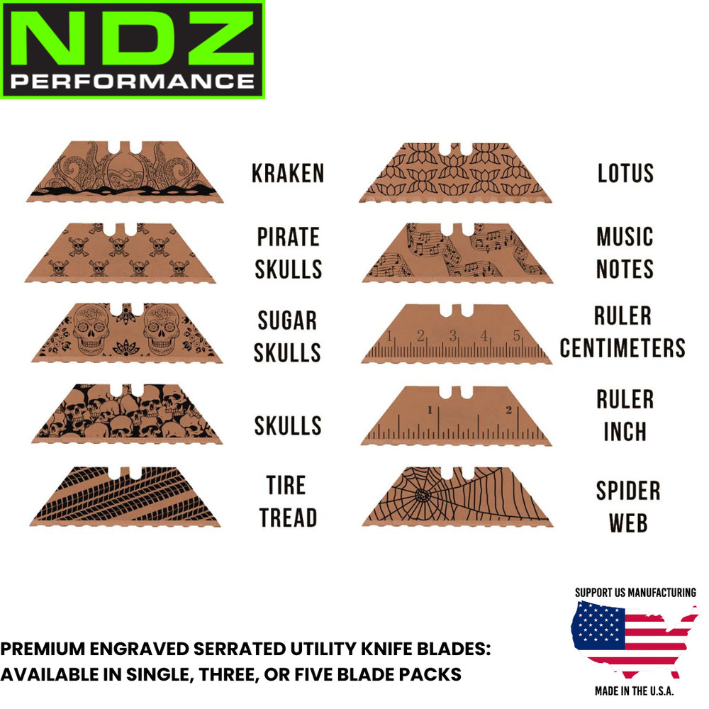 NDZ Serrated Utility Knife Blade Copper Laser Engraved
