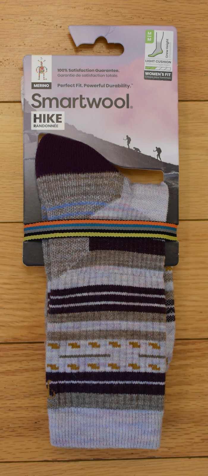NWT SMARTWOOL Hike Lite Cushion Womens Margarita Crew Socks-M $23 PURPLE ECLIPSE