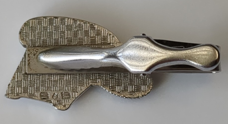 Vintage Rotary Telephone, B & B Tie Clip Bar Clasp Silvertone. Nice Looking