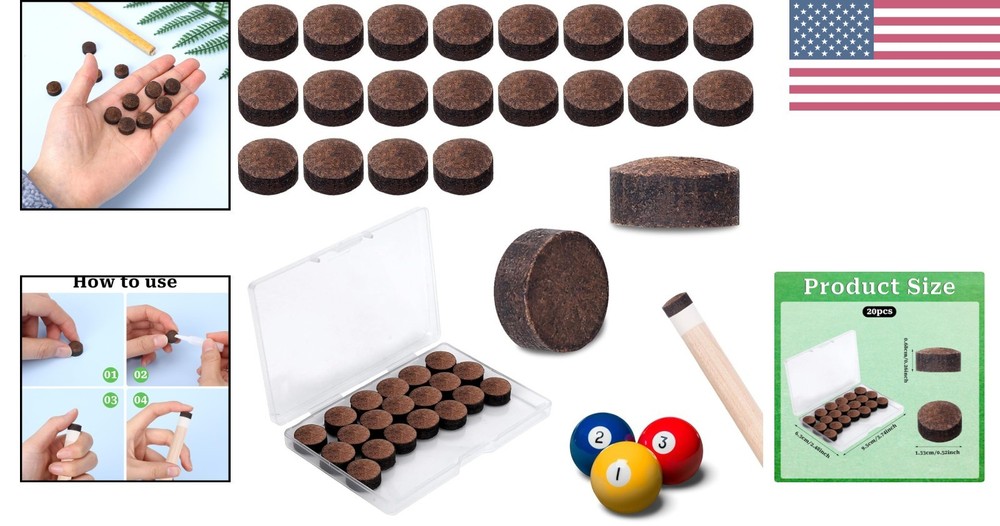 20 Durable Pool Stick Replacement Tips with Storage Box for Snooker Essentials