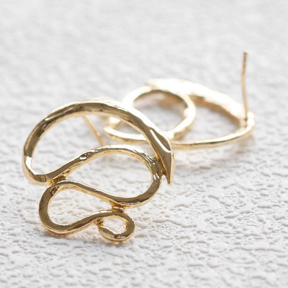 One Pair Solid Brass Earring Post with Sterling Silver Pin-Irregular (4901C-I)