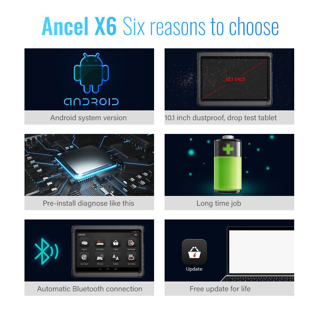 ANCEL OBD2 Scanner Bluetooth Bidirectional Diagnostic Tool 10inch Touch Screen