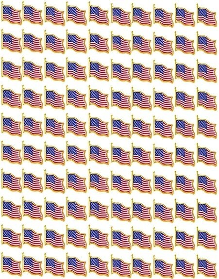 LOT OF 100 AMERICAN FLAG LAPEL PINS 0.75" United States USA Hat Tie Tack  Pin