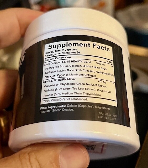 obvi. COLLAGENIC BURN ELITE - Metabolism, Fat Burning & Beauty - 60 Cap - 07/27!