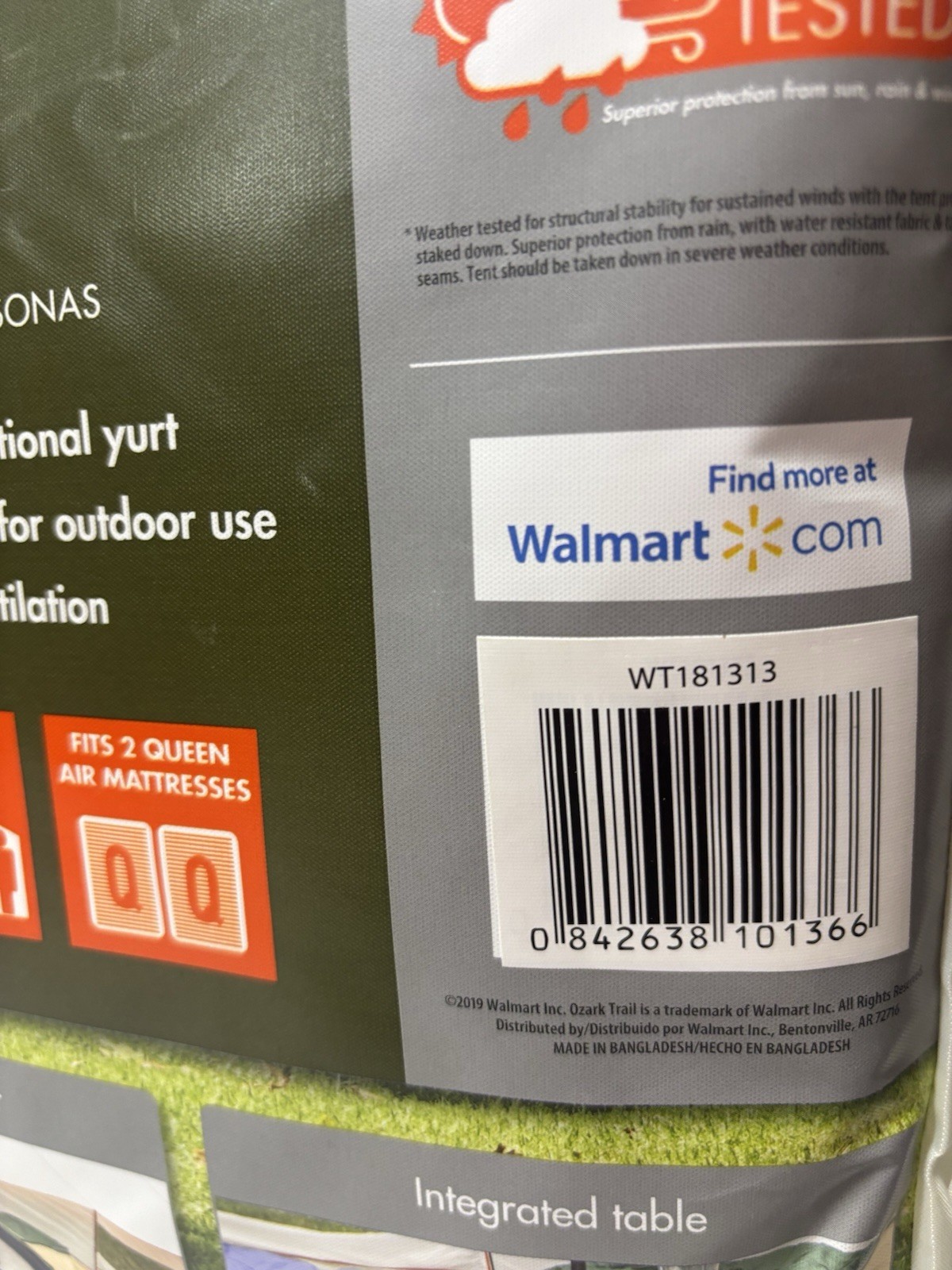 Ozark Trail 8-Person Family Yurt Tent 13' x 13' x 92" 3-Season Weather Resistant