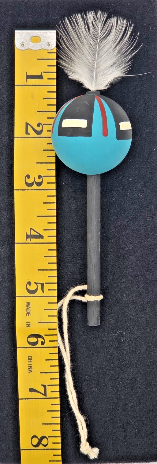 Hopi Kachina Ceremonial Spiritual Rattle Native American Indian Feather Folk Art