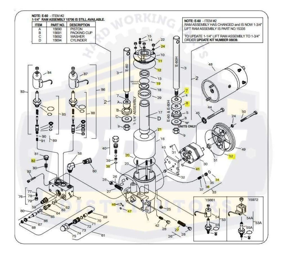 Meyer 15707 Snow Plow Pump Basic Seal Kit for E50 E50H E60 E60H E61H V66