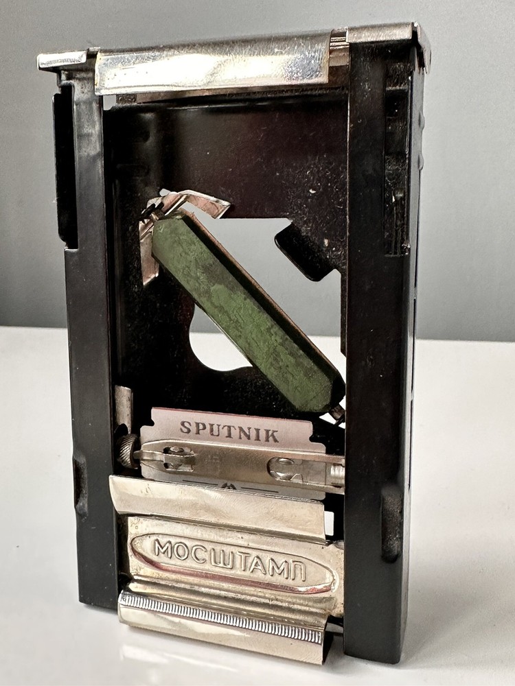 Vintage Soviet Russian Barber Razor Blade Sharpener Machine Tool Box 1950s