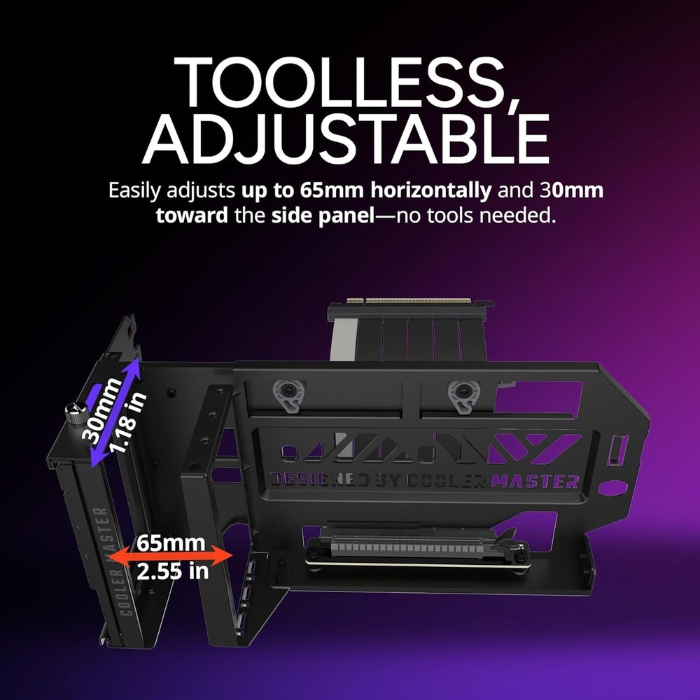 Adjustable Vertical GPU Card Holder Kit V3 with PCI-E Riser Cable for Any Case